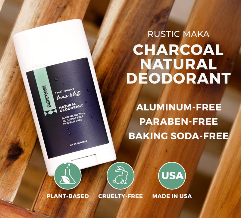 Rustic MAKA Natural Deodorant for Women, Luna Bliss, Cruelty-Free, Aluminum-Free, Paraben-Free, No Baking Soda, Activated Charcoal + Magnesium - Image 2